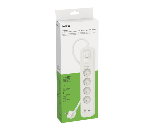 Belkin Listwa przeciwprzepięciowa 525J, 4 gniazda Schuko, USB-A - 1363151 - zdjęcie 4